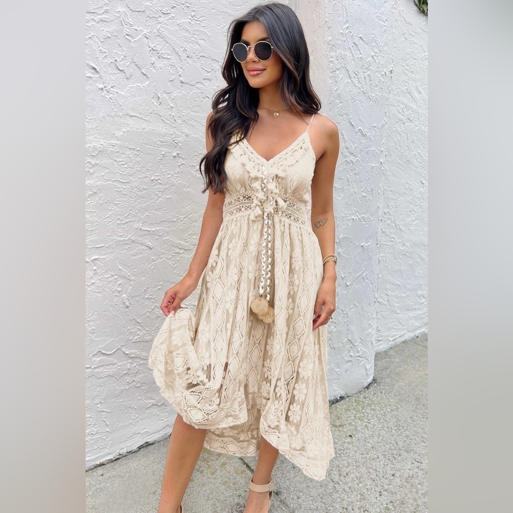 Cupshe Cream Lace Midi Dress, size XL, NWT